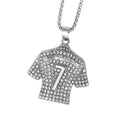 Diamond-studded jersey pendant necklace