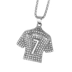 Diamond-studded jersey pendant necklace