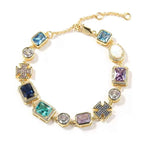 7-inch blue-toned geometric colored zirconia bracelet