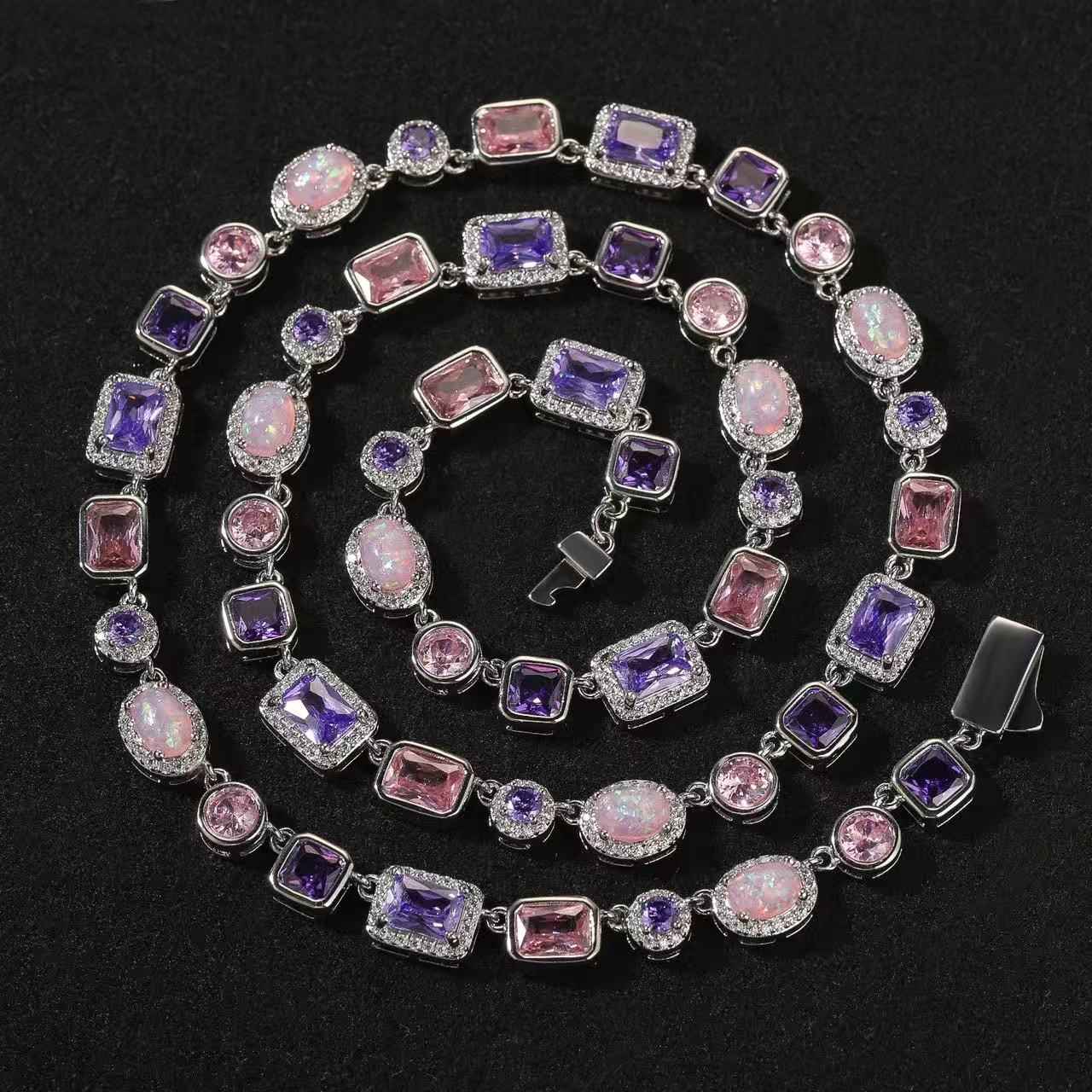 Hip-hop colored zircon bracelet