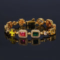 Colorful zircon jewelry bracelet by Gardira, hip-hop style, featuring vibrant stones on a sleek chain, fashionable and eye-catching.