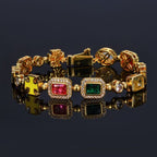 Colorful zircon jewelry bracelet by Gardira, hip-hop style, featuring vibrant stones on a sleek chain, fashionable and eye-catching.