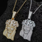 Gardira full diamond head pendant necklace with a 24-inch twisted chain, showcasing a sparkling diamond head design.