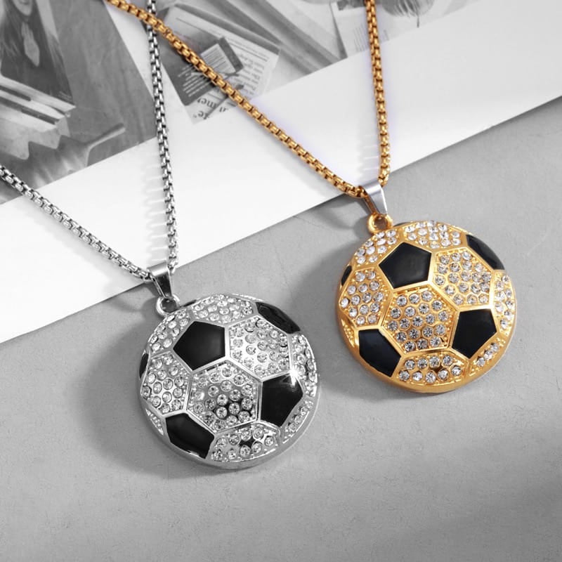 Gardira football necklace featuring a detailed football pendant on a silver chain, stylish and perfect for sports fans.