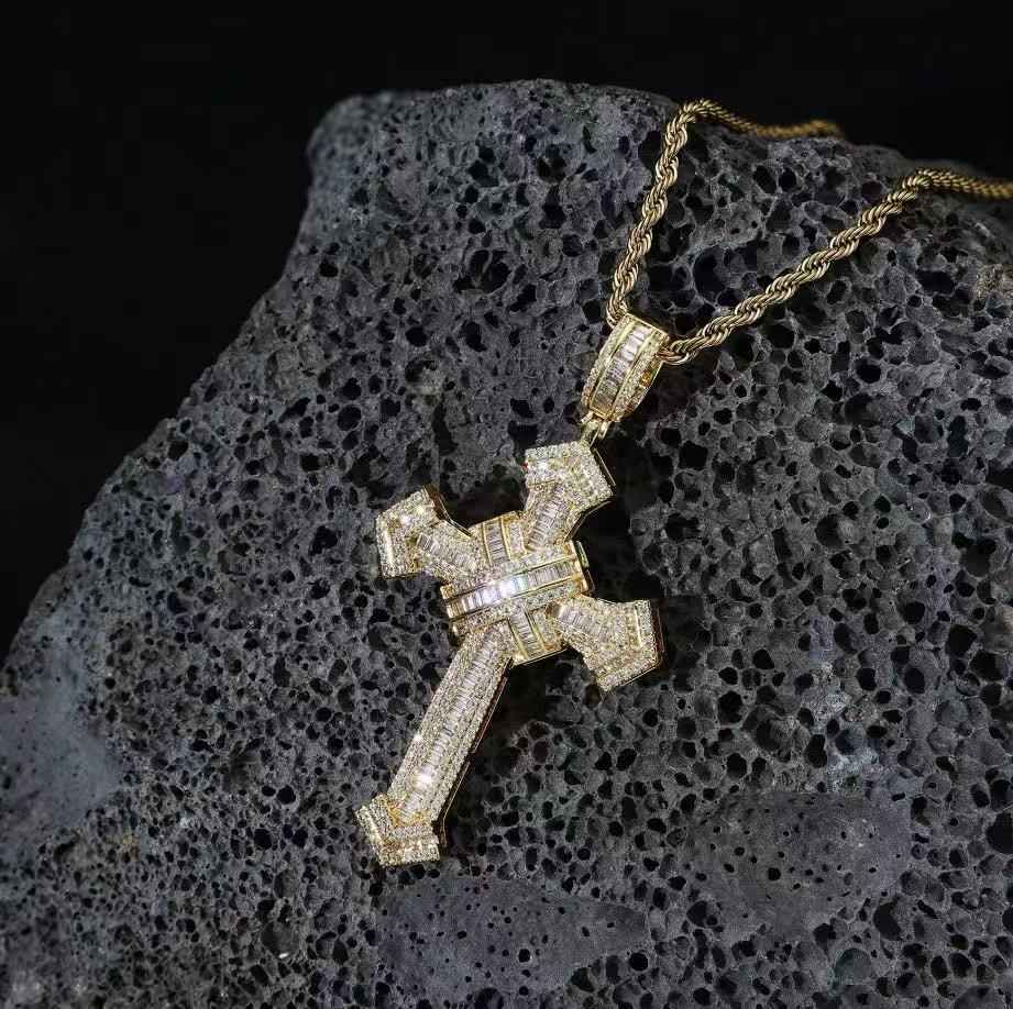 3mm 24inch Ice flower cross necklace